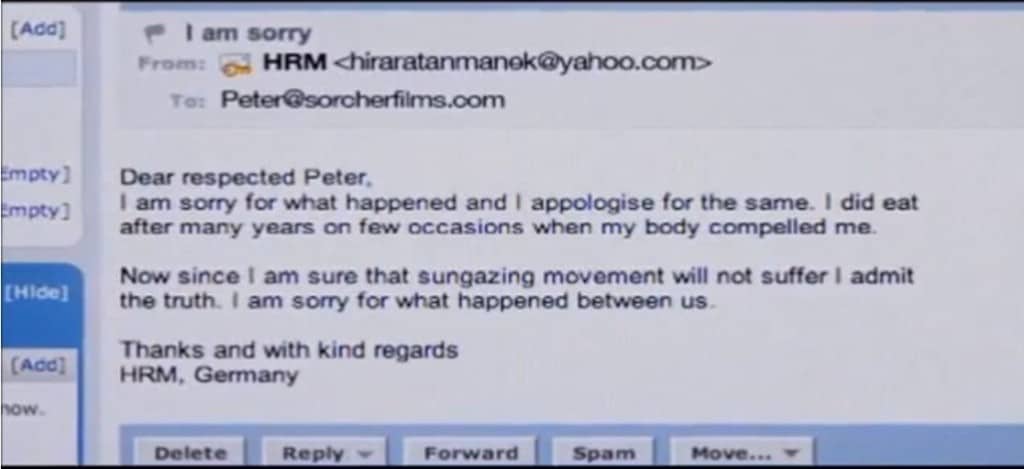 HRM gibt zu, dass er über sein "nicht Essen" gelogen hat und entschuldigt sich.