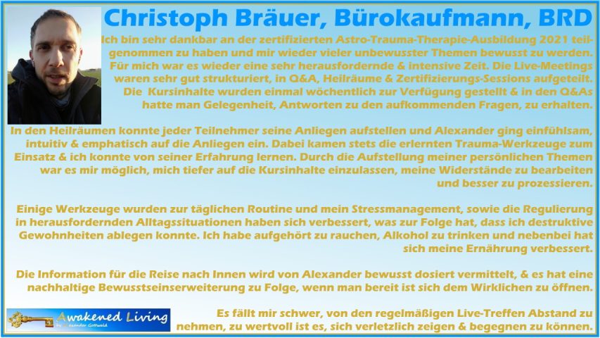 Erfahrungsberichte Astro Trauma Therapie 2021 Christoph